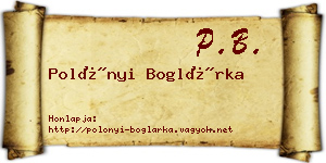 Polónyi Boglárka névjegykártya
